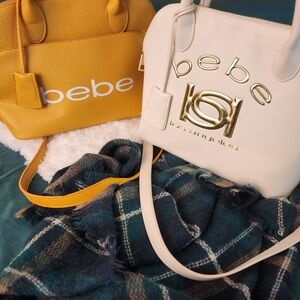 Bebe Yellow and White Shoulder Bag Set